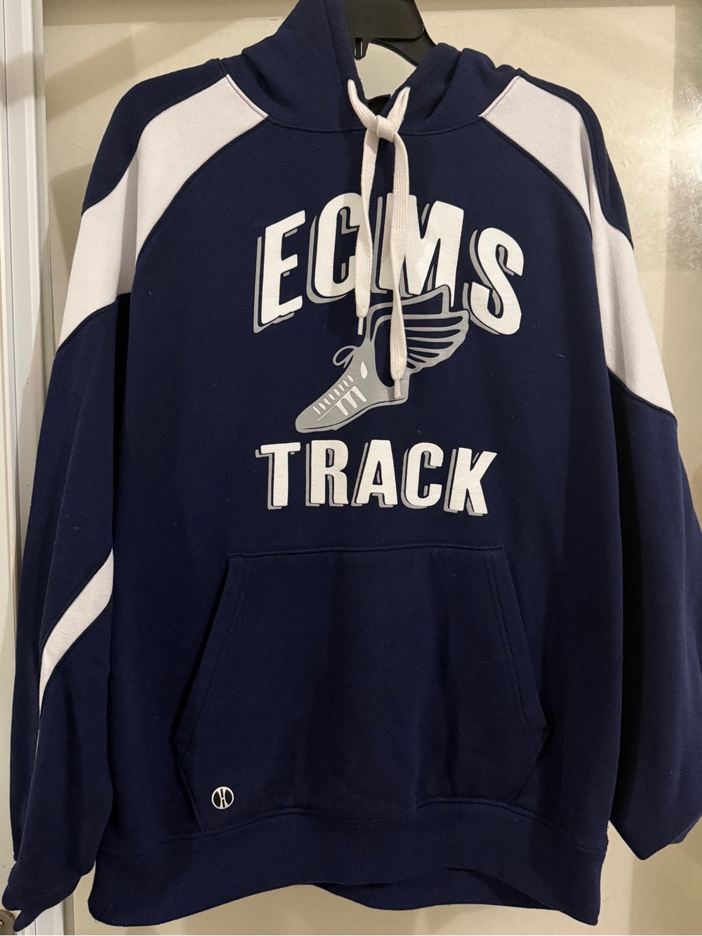 Holloway Navy and White Hooded Pullover